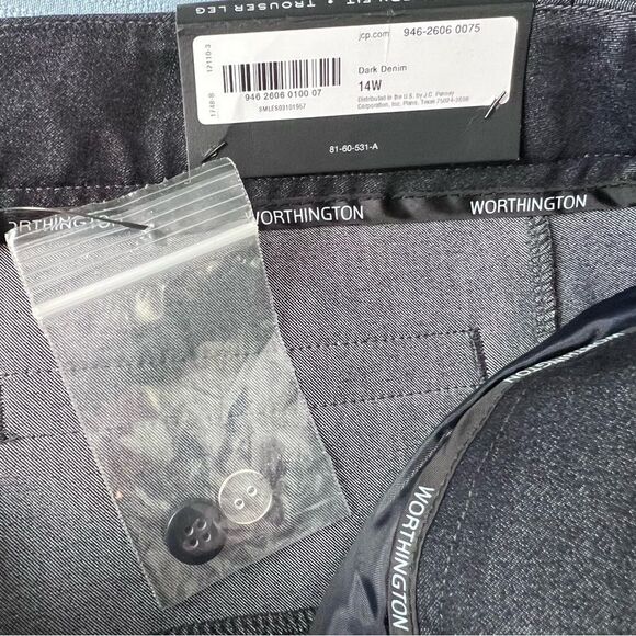 NWT Worthington Modern Fit Trouser Leg Pants Size 14W Dark Blue Stretch Comfort - Picture 6 of 12